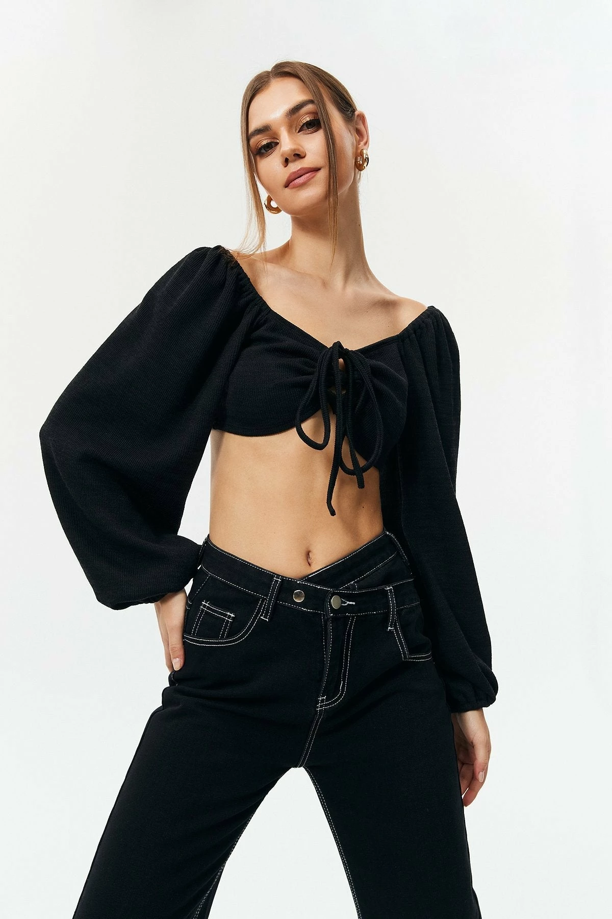 Solado Puff Sleeve Drawstring Ruched Long Sleeve Top 5 Solado Puff Sleeve Drawstring Ruched Long Sleeve Top - Image 3