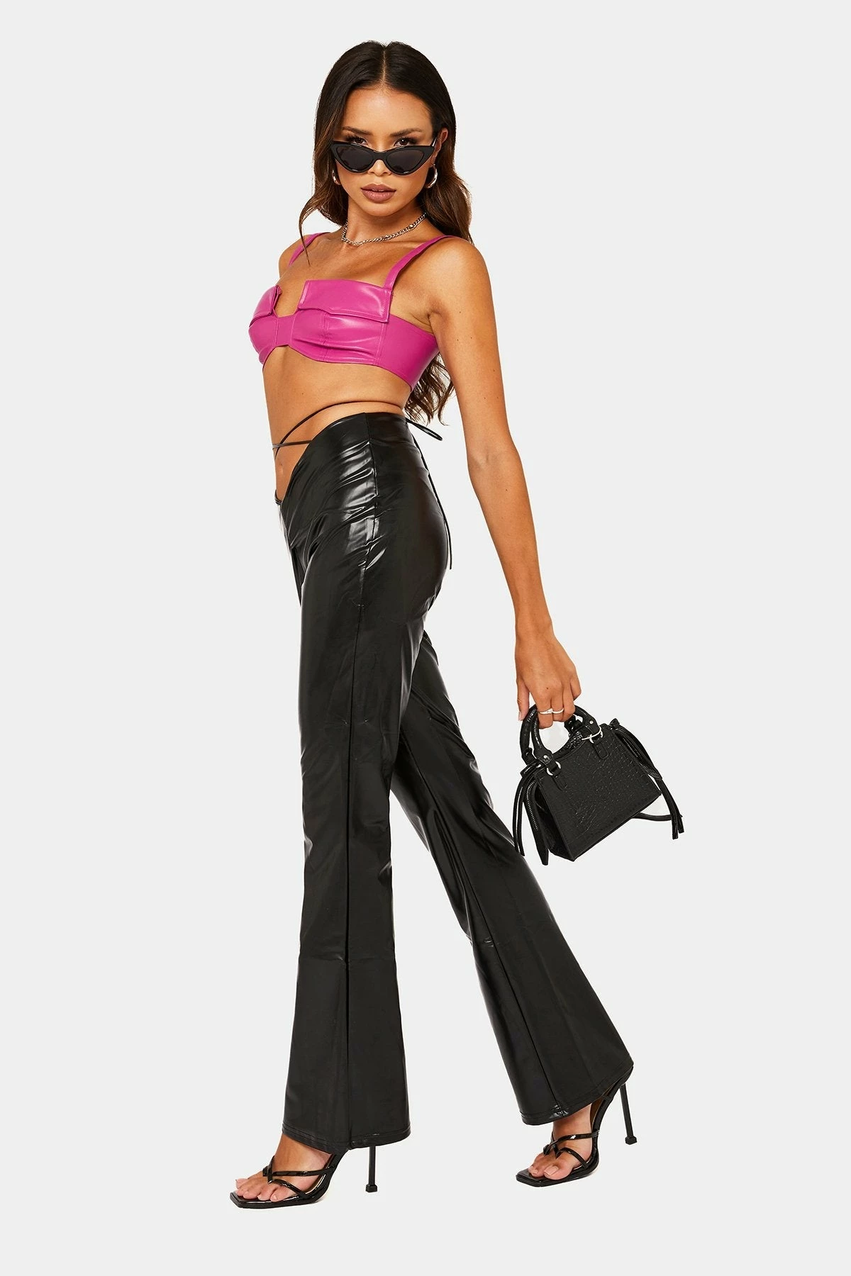 SOLADO PU Leather Zip Backless Bow Design Crop Top 7 SOLADO PU Leather Zip Backless Bow Design Crop Top - Image 5