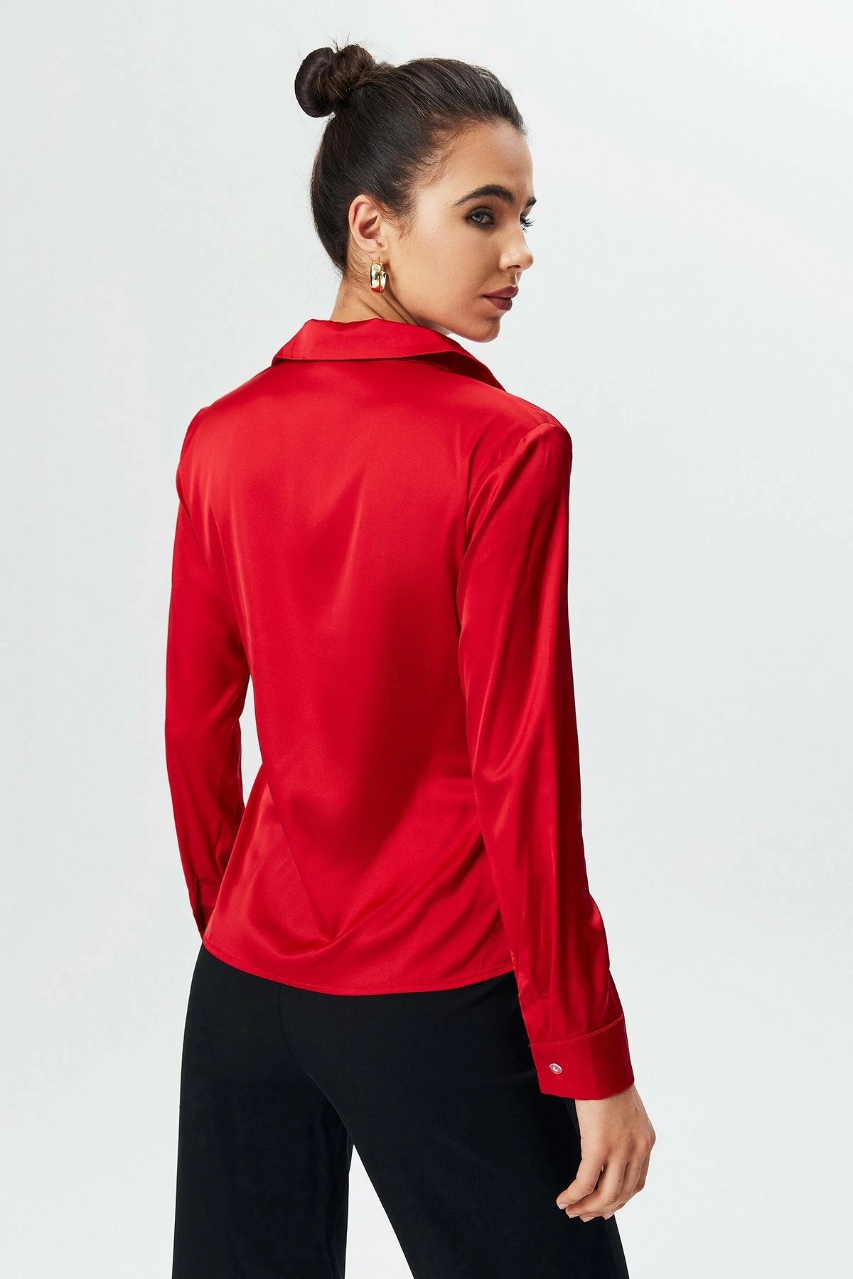 Solado Satin Button Up Long Sleeve Blouse 4 Solado Satin Button Up Long Sleeve Blouse - Image 2