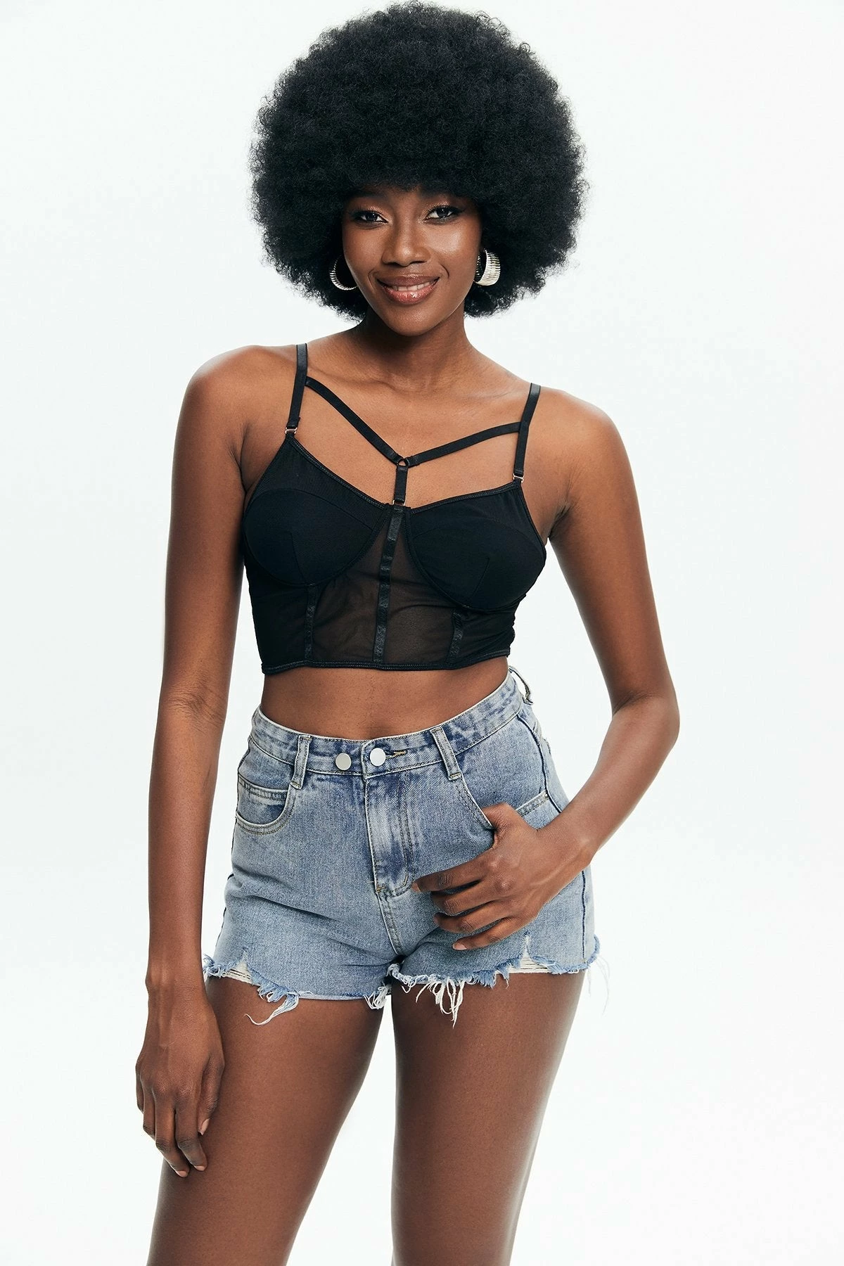 Solado Mesh Splicing Cut Out Cami Crop Top 3 Solado Mesh Splicing Cut Out Cami Crop Top