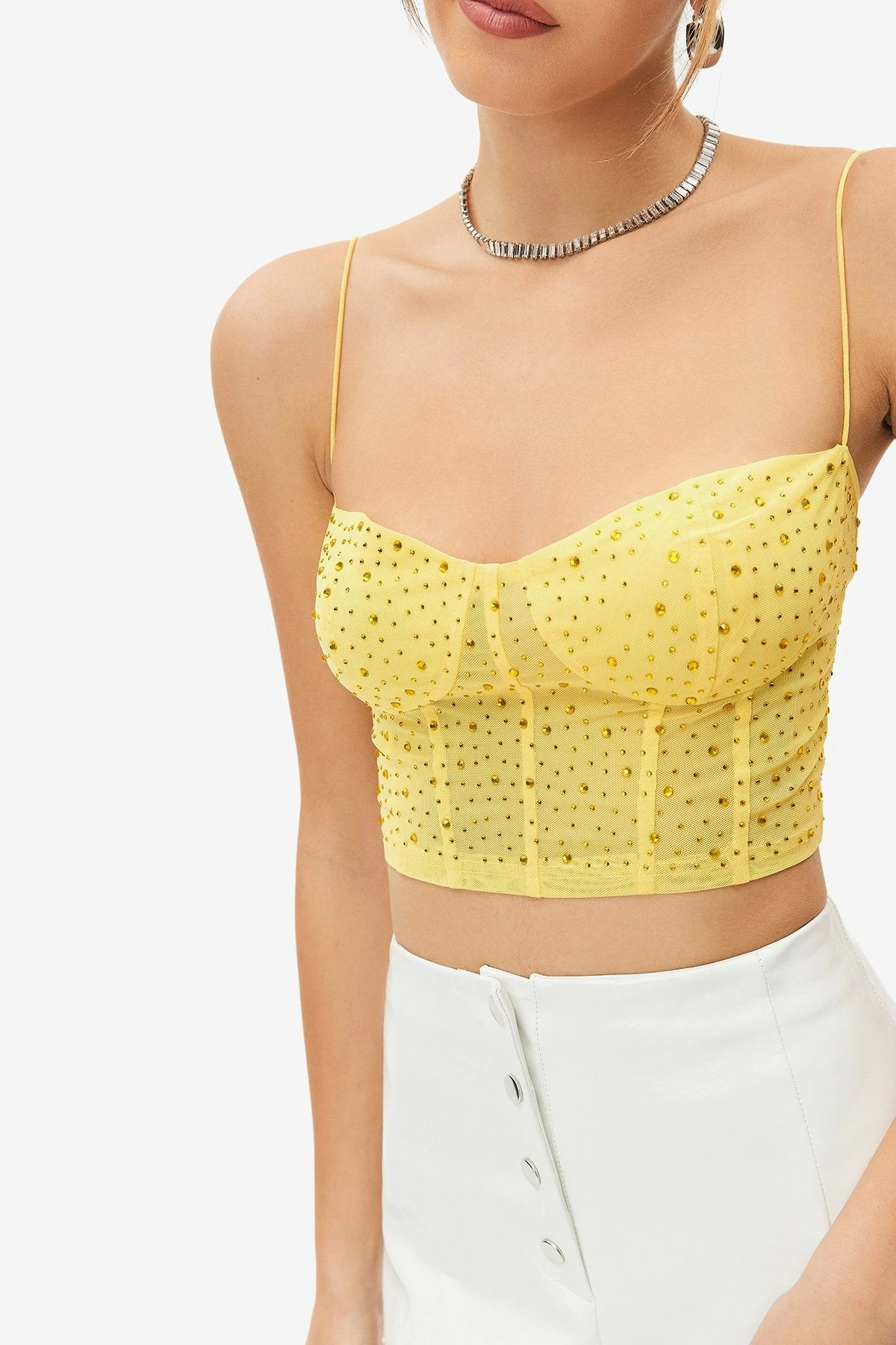 Solado Rhinestone Mesh Boning Backless Crop Top 6 Solado Rhinestone Mesh Boning Backless Crop Top - Image 4