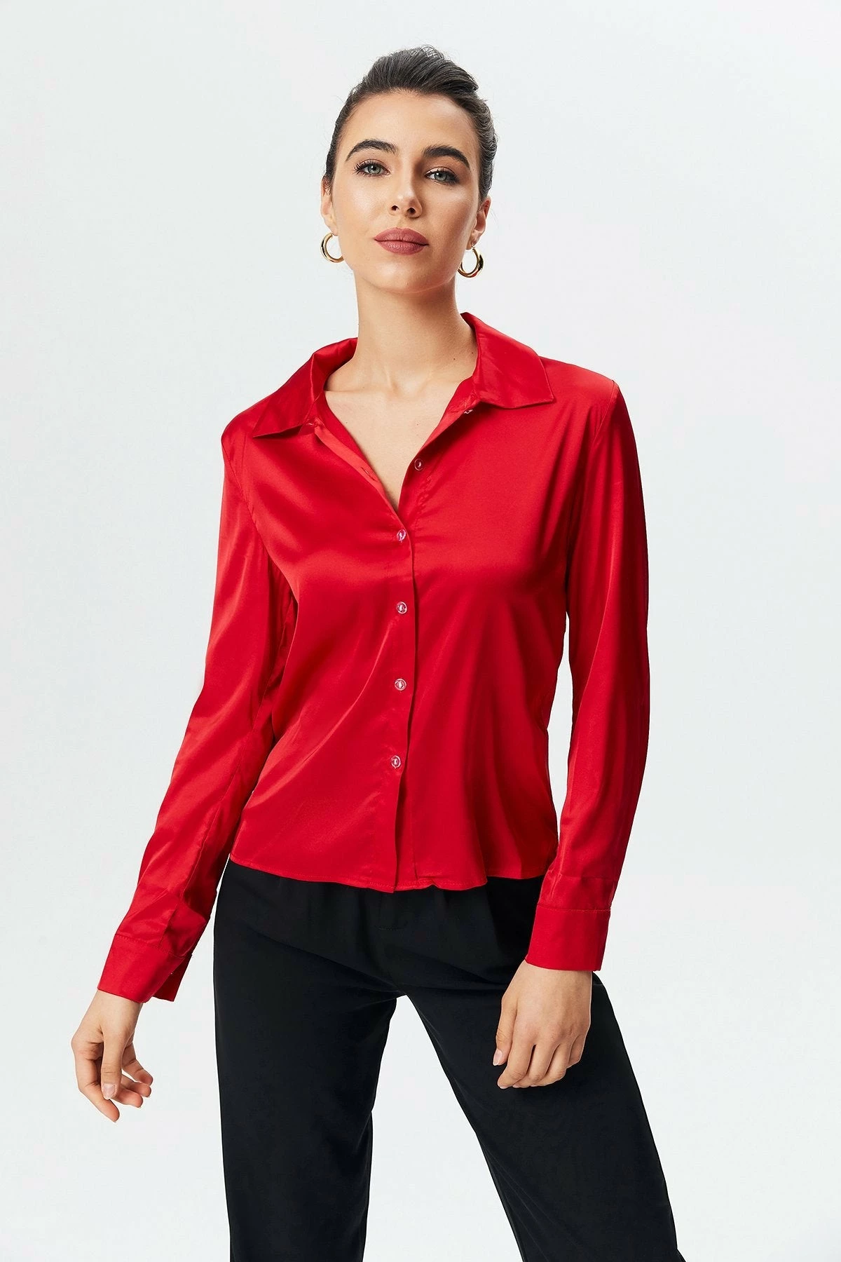 Solado Satin Button Up Long Sleeve Blouse 5 Solado Satin Button Up Long Sleeve Blouse - Image 3