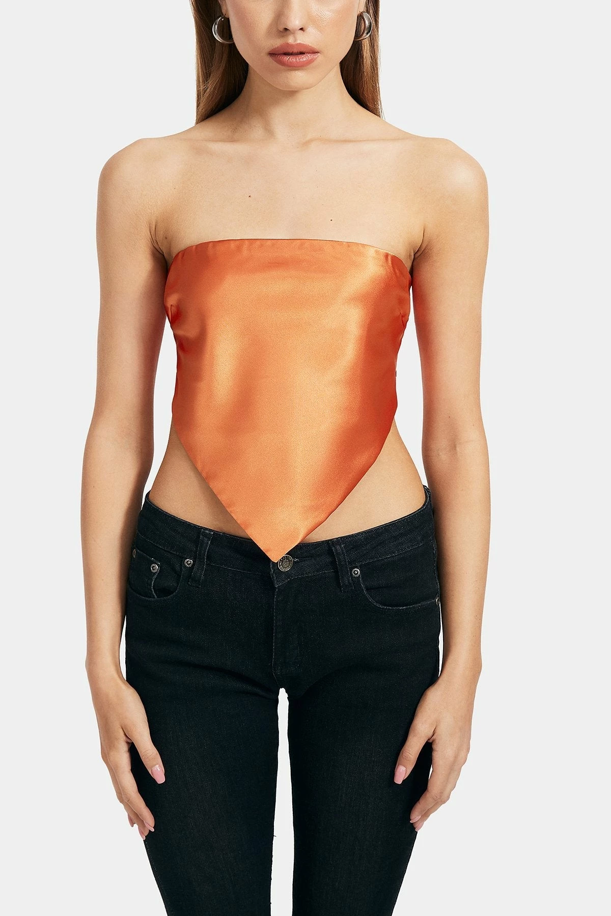 Solado Satin Tie Back Hanky Hem Tube Backless Crop Top 8 Solado Satin Tie Back Hanky Hem Tube Backless Crop Top - Image 6