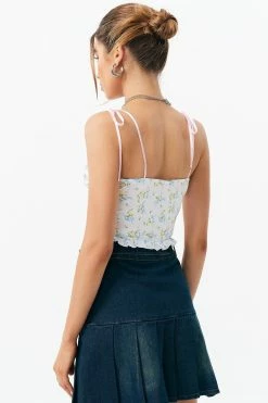 Alternative view of Solado Floral Print Mesh Splicing Crop Top