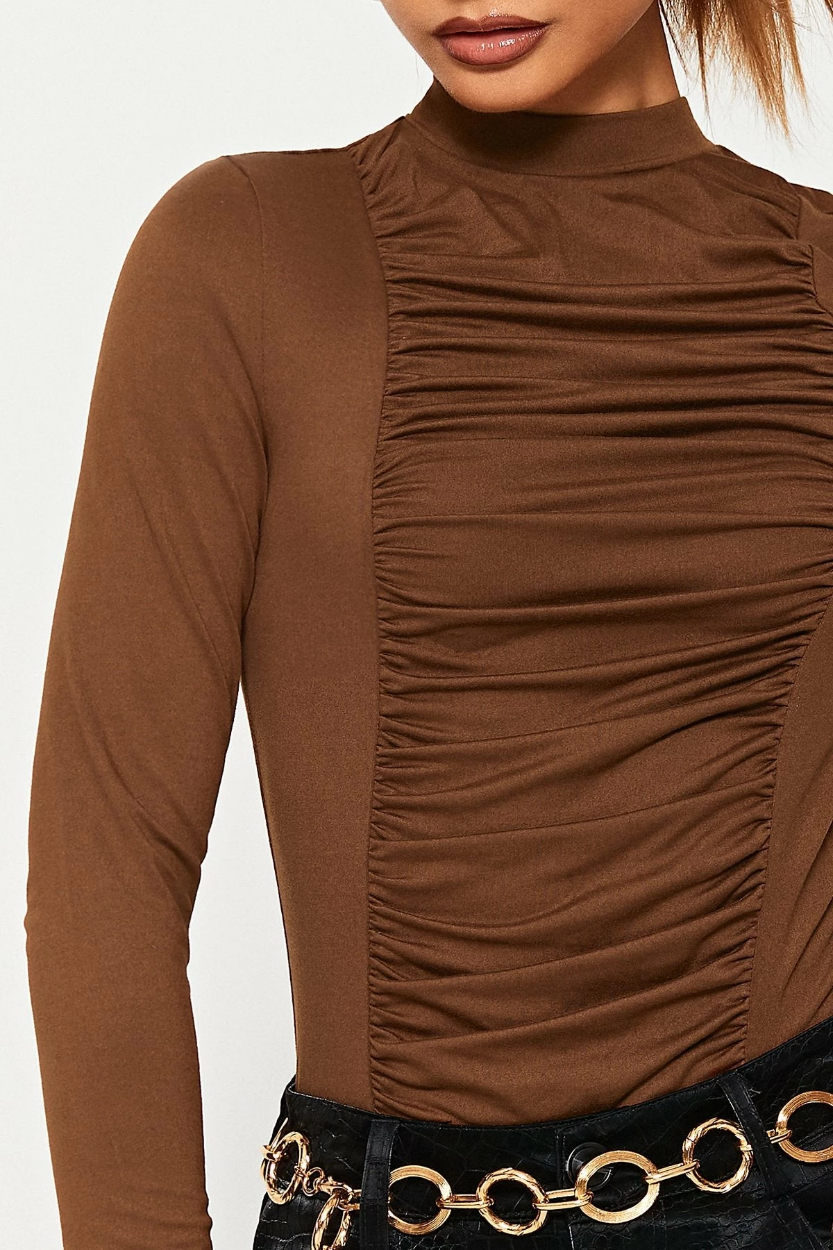 SOLADO Mock Neck Ruched Solid Long Sleeve Top 7 SOLADO Mock Neck Ruched Solid Long Sleeve Top - Image 5
