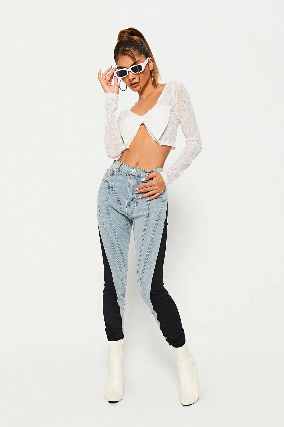 SOLADO Butterfly Decor Split Hem Long Sleeve Crop Top 6 SOLADO Butterfly Decor Split Hem Long Sleeve Crop Top - Image 4