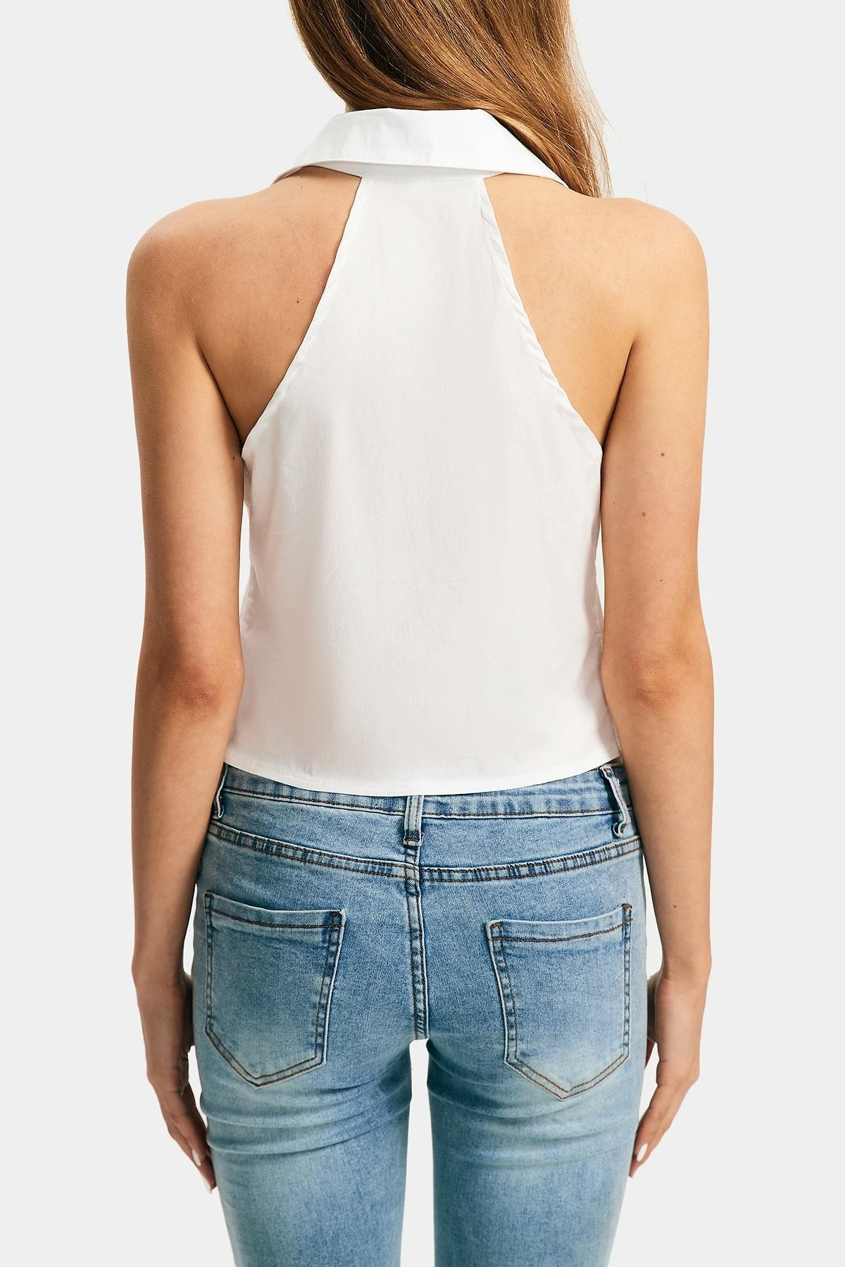 Solado Lapel Neck Button Front Asymmetrical Hem Crop Top 9 Solado Lapel Neck Button Front Asymmetrical Hem Crop Top - Image 7