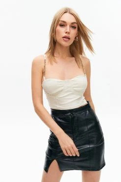 Solado Chain Strap Solid Cami Crop Top