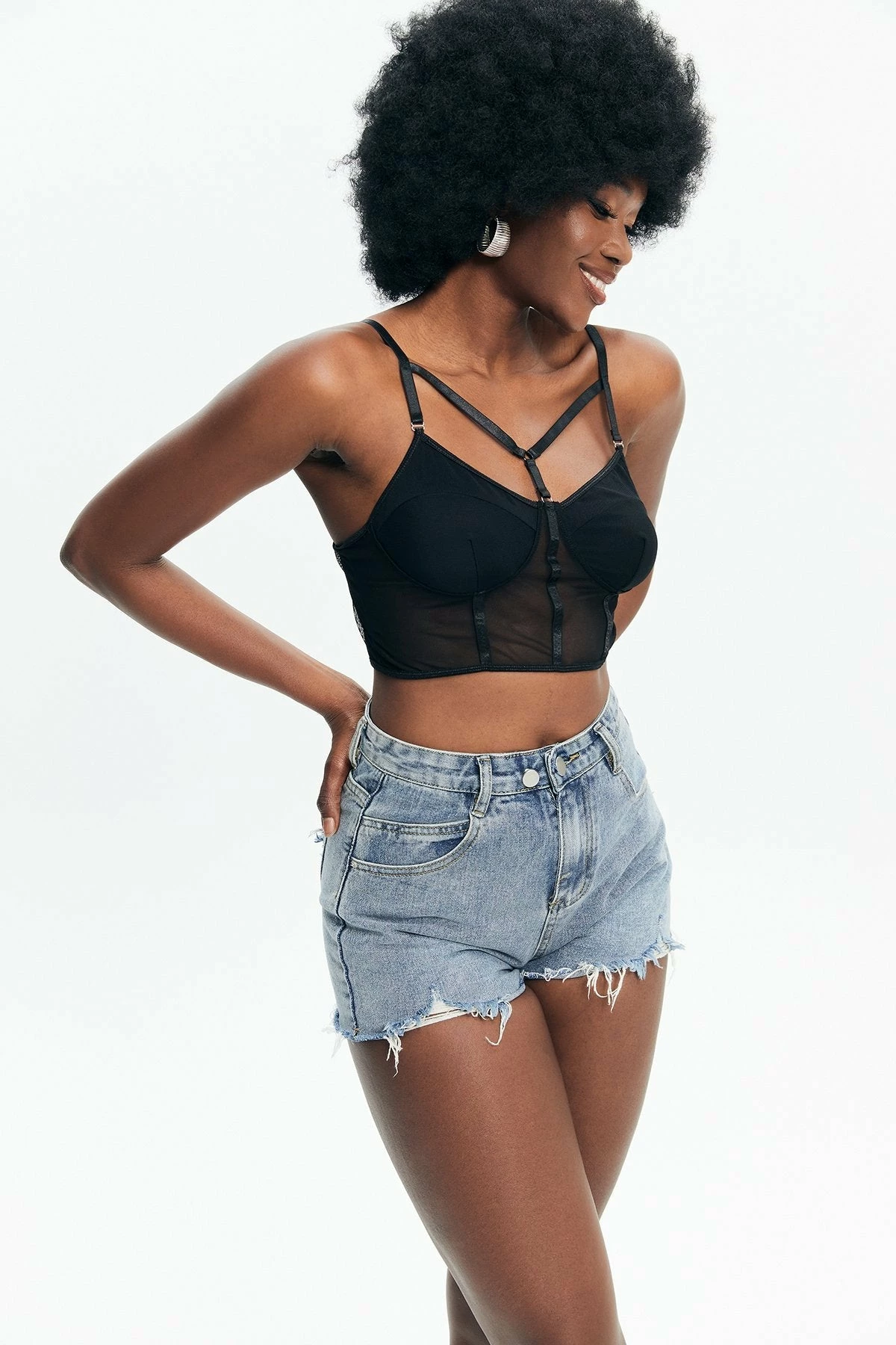 Solado Mesh Splicing Cut Out Cami Crop Top 5 Solado Mesh Splicing Cut Out Cami Crop Top - Image 3