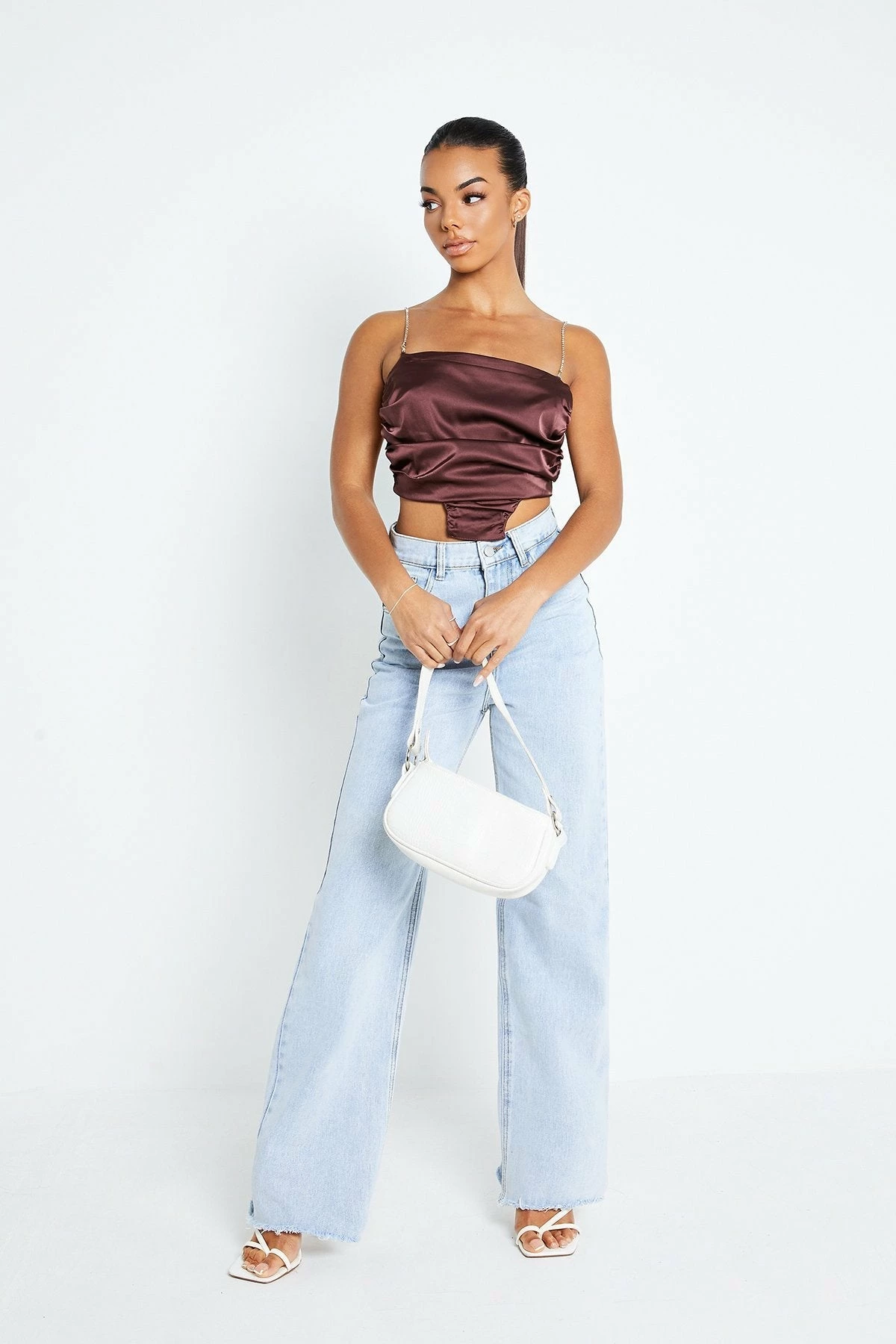Solado Asymmetrical Hem Open Back Satin Crop Top 6 Solado Asymmetrical Hem Open Back Satin Crop Top - Image 4