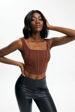 Solado Corset Bodice Detail Zip Up Tank Top