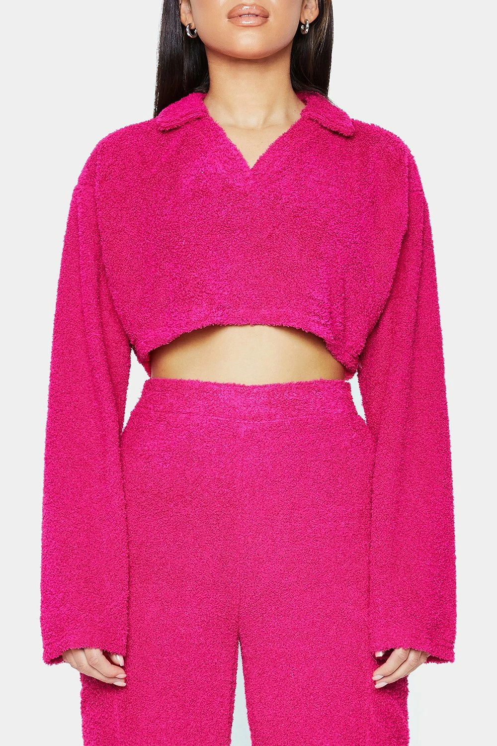 SOLADO Lapel Neck Fluffy Long Sleeve Crop Top 8 SOLADO Lapel Neck Fluffy Long Sleeve Crop Top - Image 6
