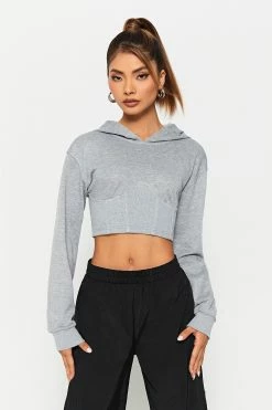 SOLADO Cinched Waist Ribbed Long Sleeve Hoodie