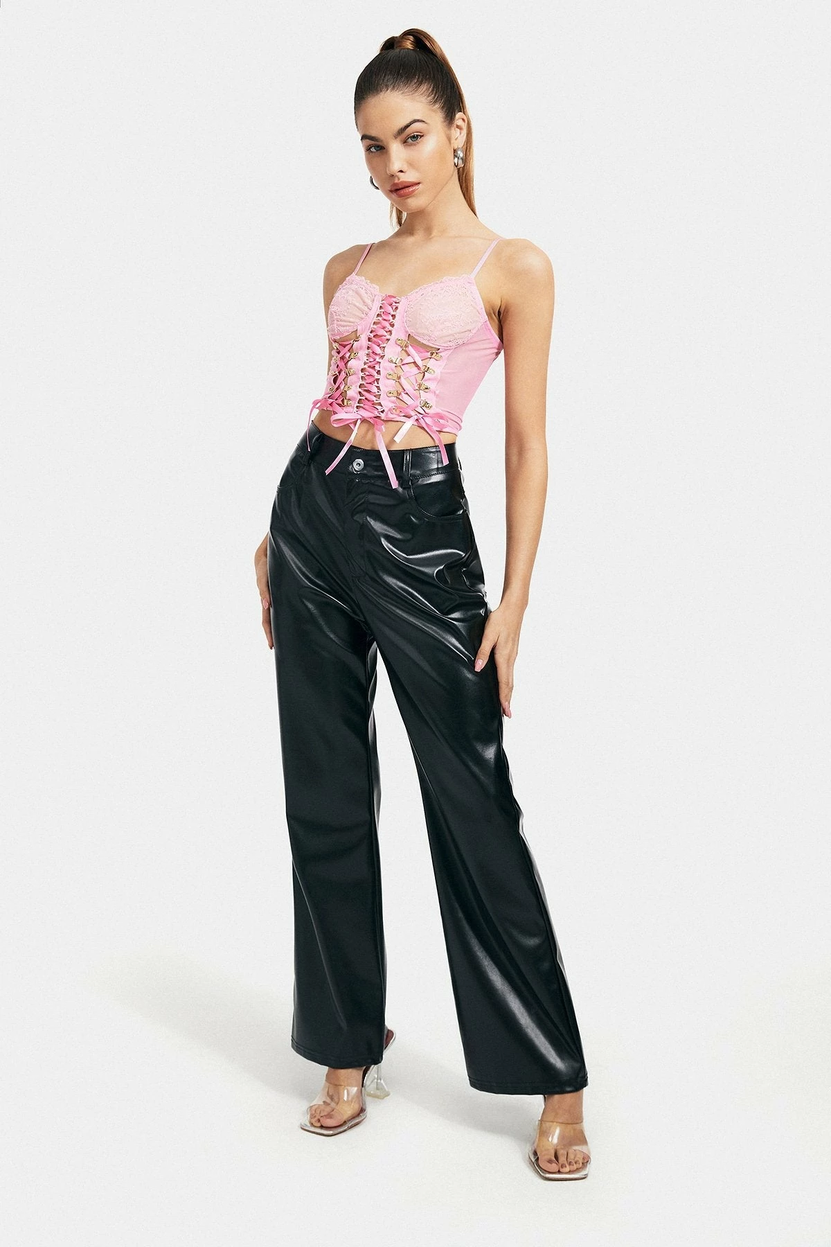 Solado Mesh Floral Lace Tie Detail Crop Top 6 Solado Mesh Floral Lace Tie Detail Crop Top - Image 4