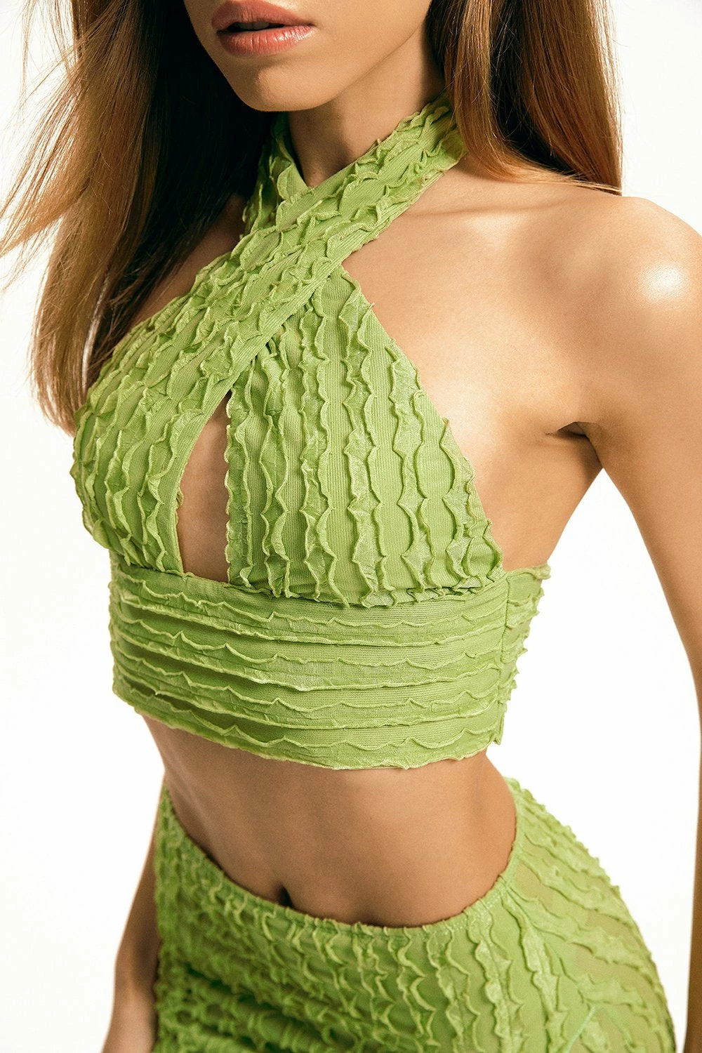 SOLADO Cross Halter Neck Cut Out Backless Texture Crop Top 7 SOLADO Cross Halter Neck Cut Out Backless Texture Crop Top - Image 5