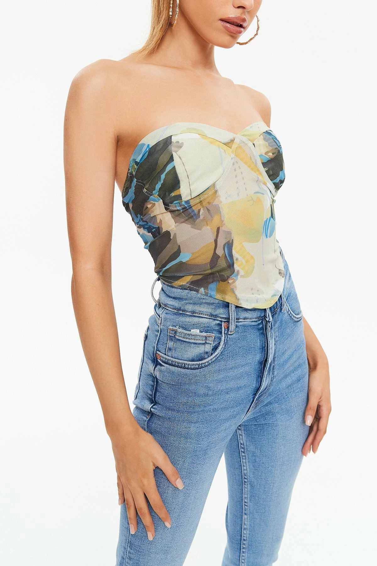 Solado Abstract Print Mesh Splicing Tube Top 6 Solado Abstract Print Mesh Splicing Tube Top - Image 4