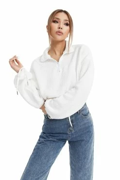 Solado Drawstring Zip Front Crop Top