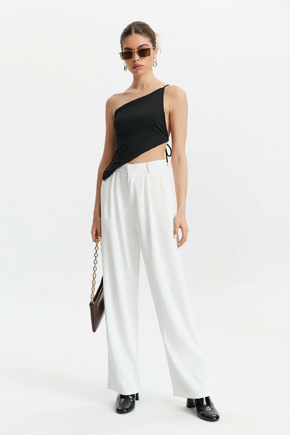 Solado Asymmetrical Tie Back Solid Backless Crop Top 6 Solado Asymmetrical Tie Back Solid Backless Crop Top - Image 4