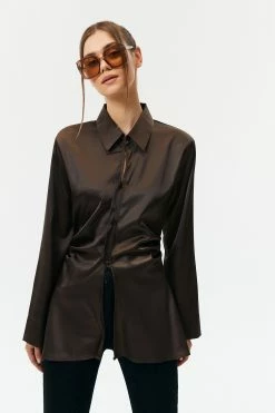 Solado Satin Button Front Ruched Long Sleeve Shirt -SOLADO Shop jpeg e7f7c251 6bb2 4068 a43b f34544bcf6bc 1800x1800