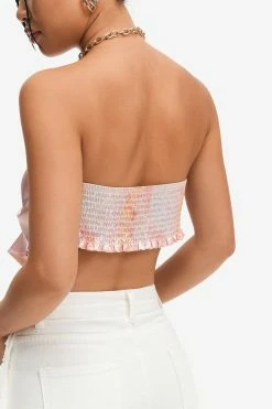 Alternative view of Solado Satin Bow Front Asymmetric Hem Crop Top