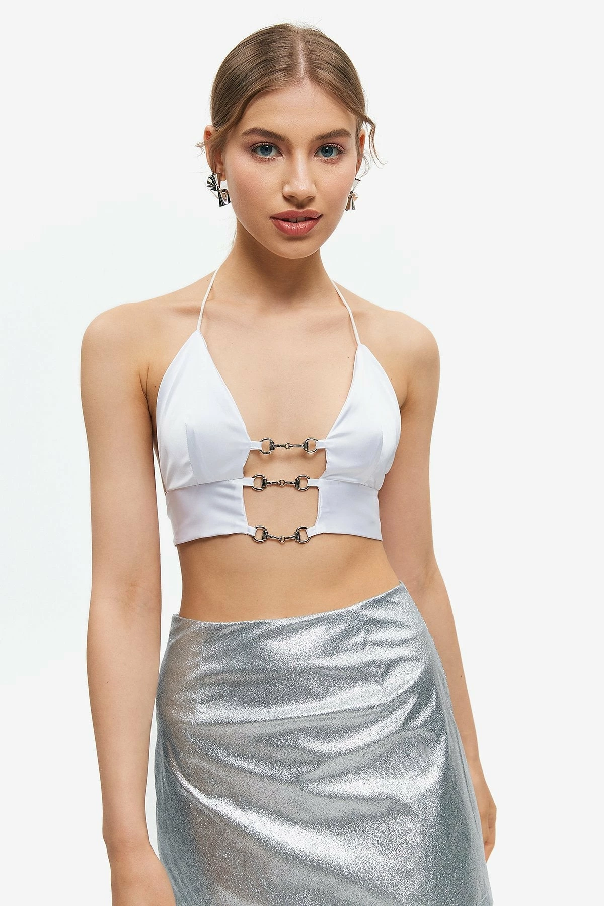 Solado Satin Buckled Cut Out Backless Crop Top 3 Solado Satin Buckled Cut Out Backless Crop Top