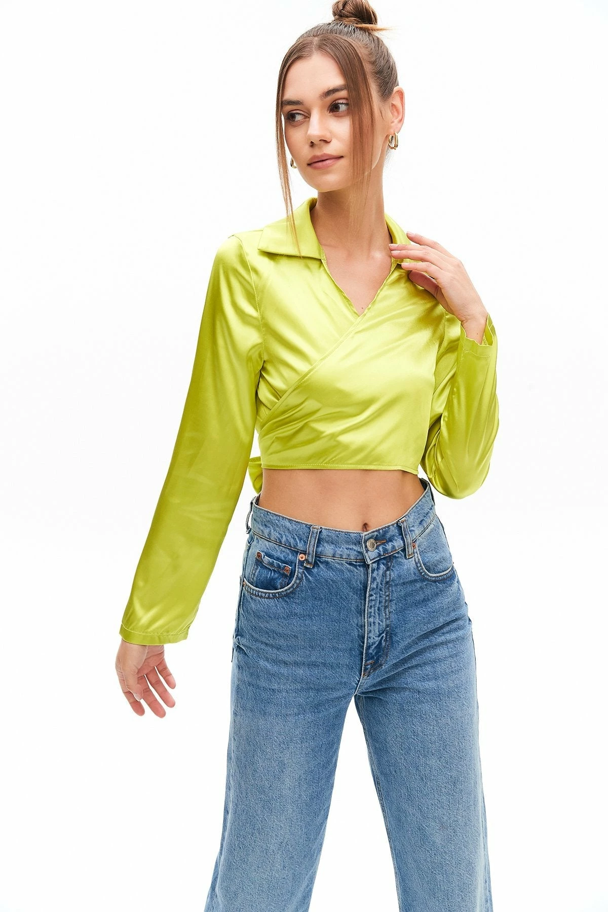Solado Satin Cross Wrap Tie Back Long Sleeve Top 3 Solado Satin Cross Wrap Tie Back Long Sleeve Top