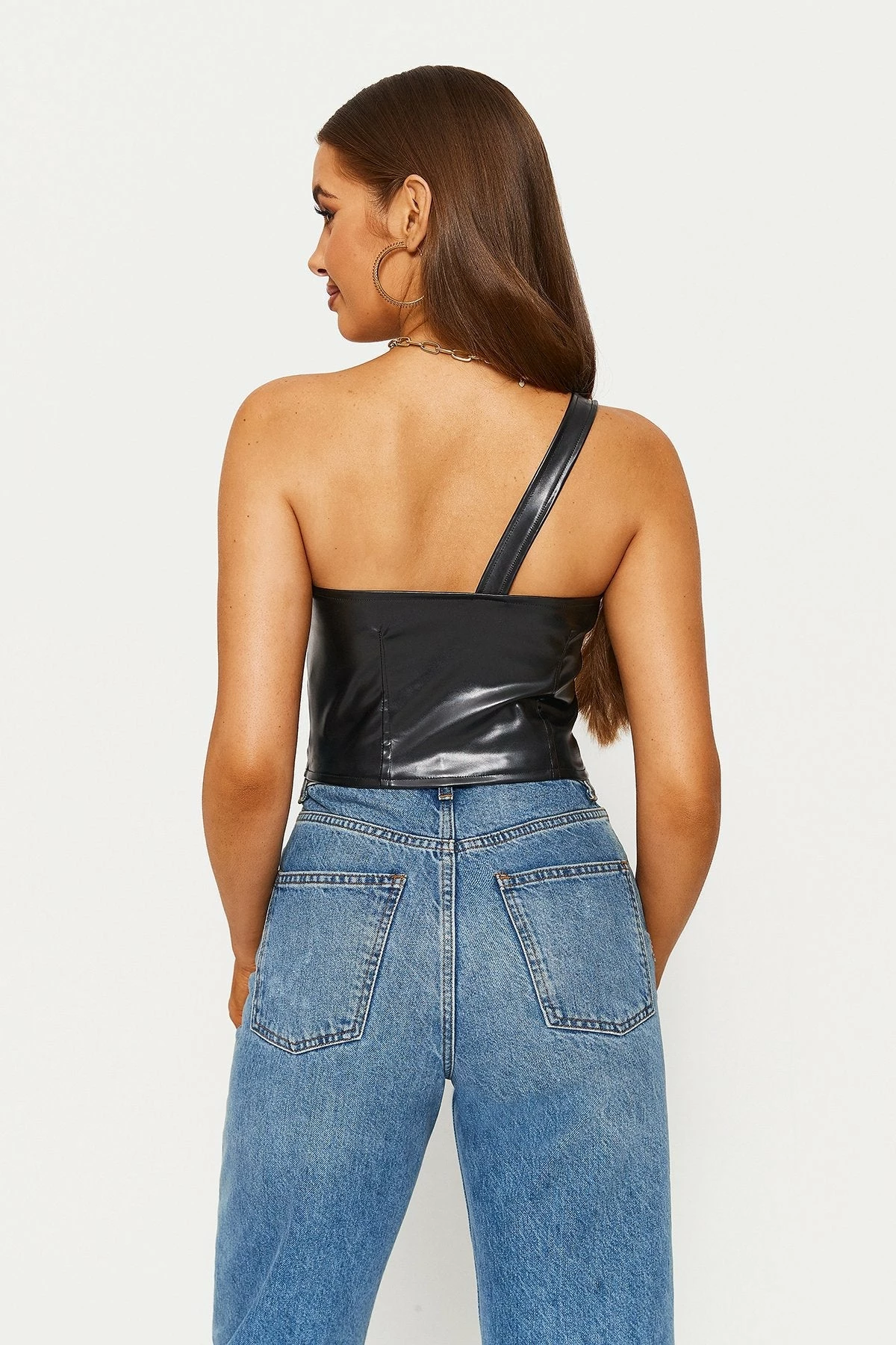 Solado One Shoulder Backless PU Leather Crop Top 5 Solado One Shoulder Backless PU Leather Crop Top - Image 3