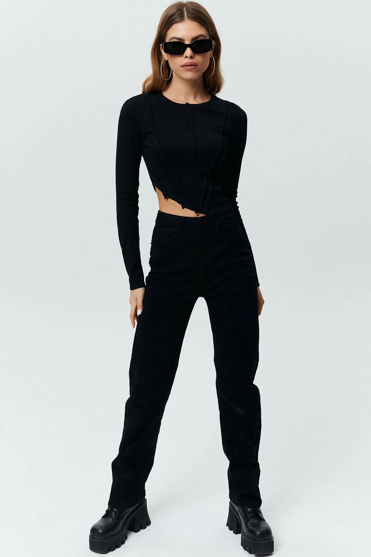 Solado Shirred Frill Trim Irregular Hem Long Sleeve Top 10 Solado Shirred Frill Trim Irregular Hem Long Sleeve Top - Image 8