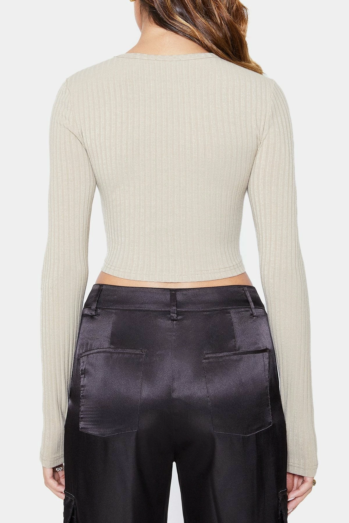 SOLADO Cut Out Button Front Stripe Knitted Long Sleeve Top 9 SOLADO Cut Out Button Front Stripe Knitted Long Sleeve Top - Image 7