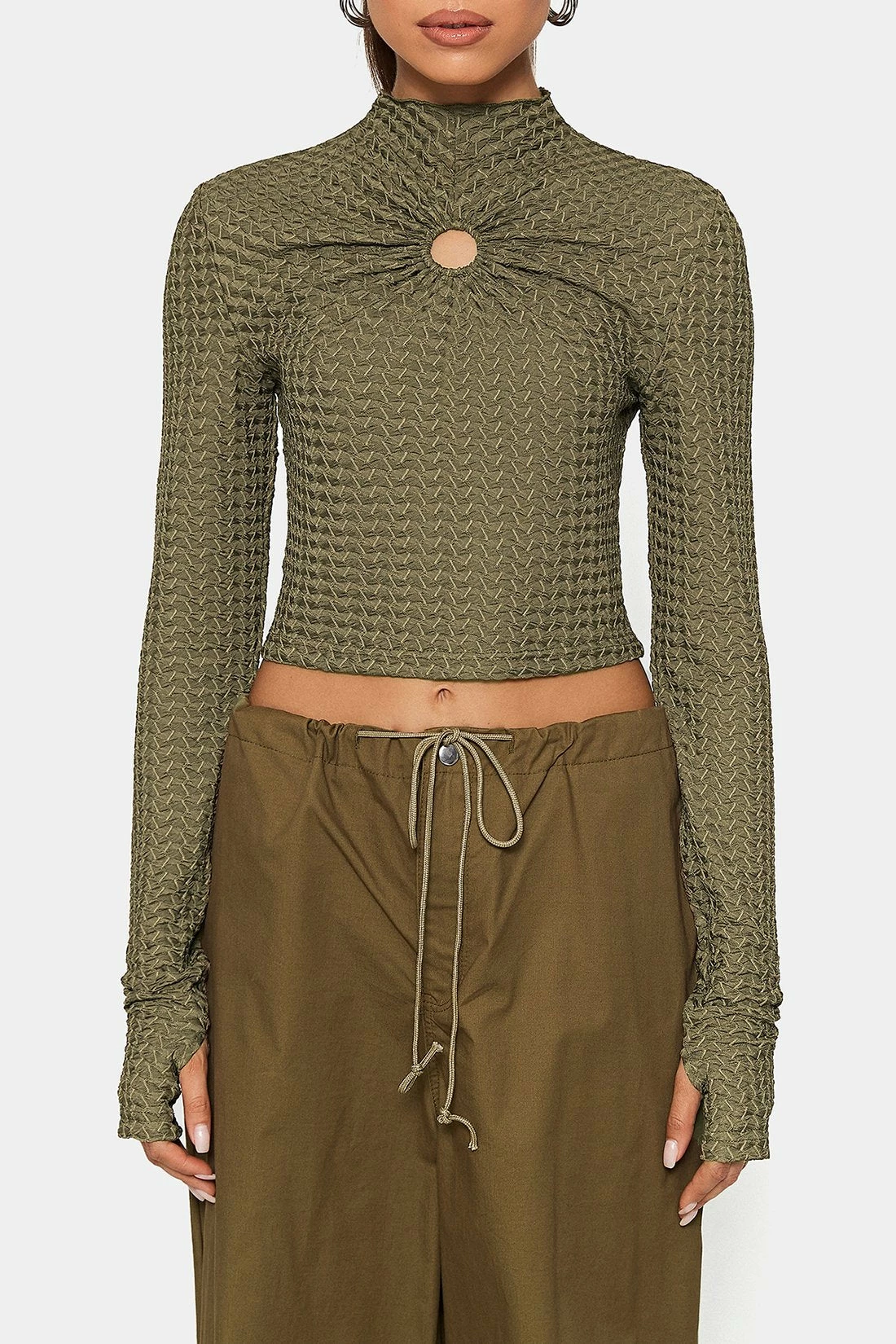 SOLADO Mock Neck O-Ring Front Thumb Hole Long Sleeve Top 8 SOLADO Mock Neck O-Ring Front Thumb Hole Long Sleeve Top - Image 6