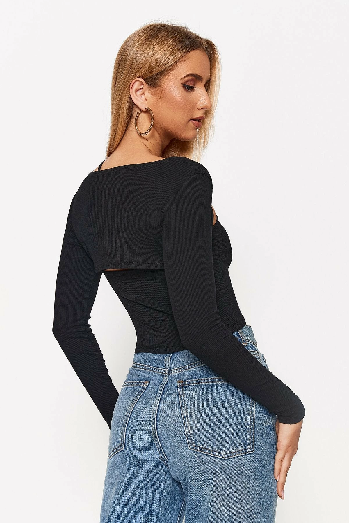 Solado 2 In 1 Square Neck Solid Long Sleeve Top 5 Solado 2 In 1 Square Neck Solid Long Sleeve Top - Image 3