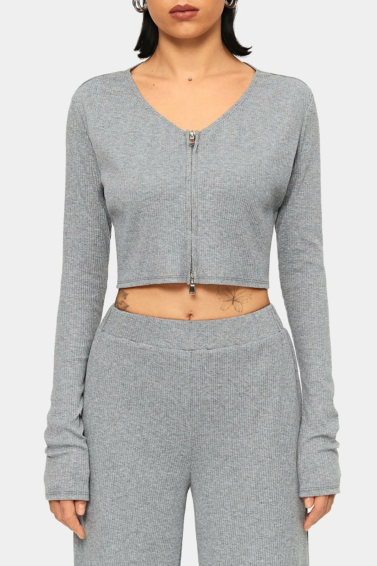 SOLADO U Neck Zipper Front Ribbed Long Sleeve Top 8 SOLADO U Neck Zipper Front Ribbed Long Sleeve Top - Image 6