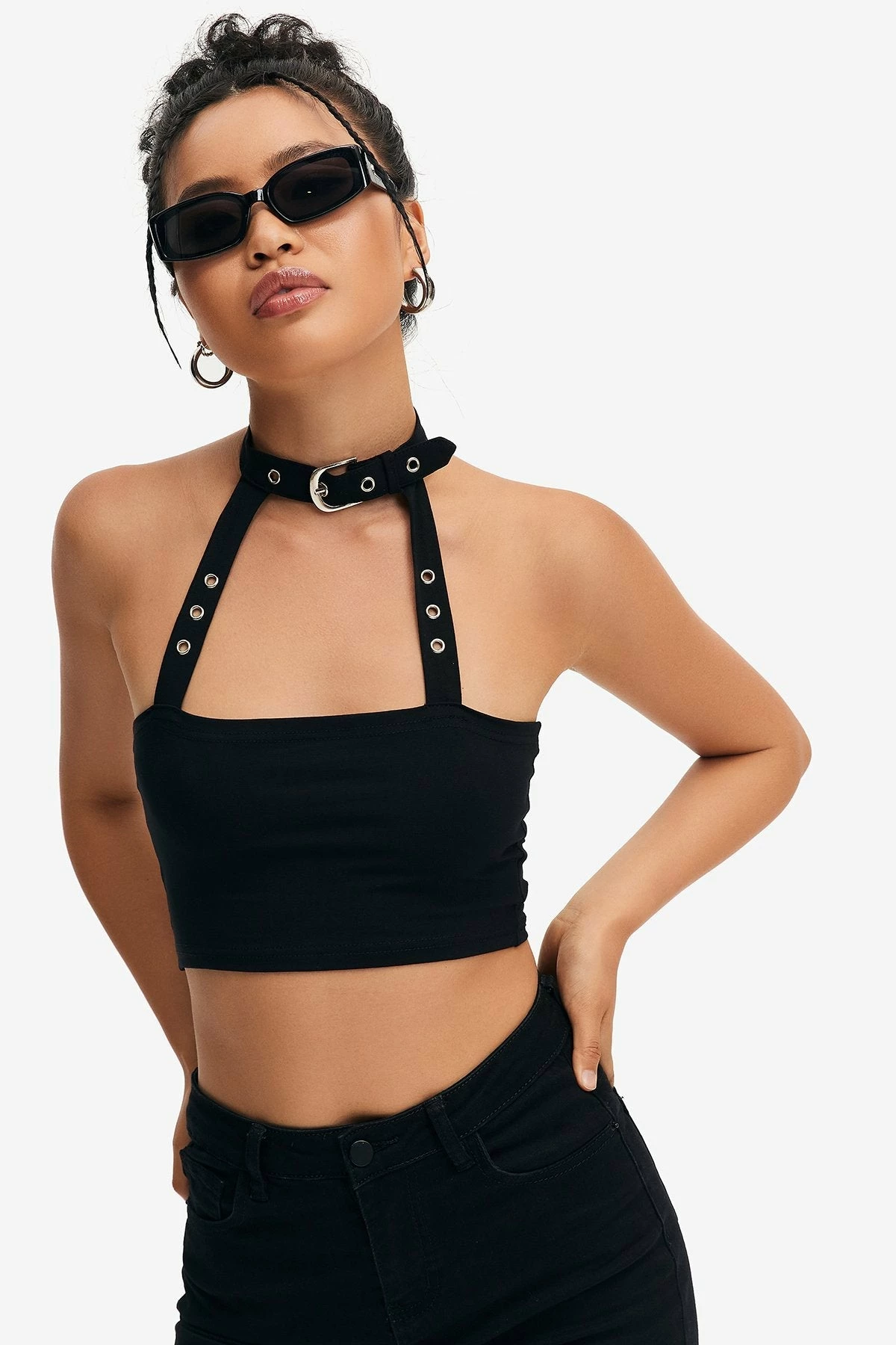 Solado Buckled Halter Neck Off Shoulder Crop Top 3 Solado Buckled Halter Neck Off Shoulder Crop Top