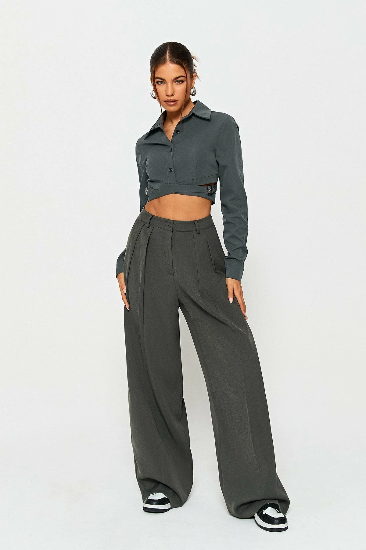 SOLADO Buckled Decor Cinched Waist Long Sleeve Shirt 6 SOLADO Buckled Decor Cinched Waist Long Sleeve Shirt - Image 4