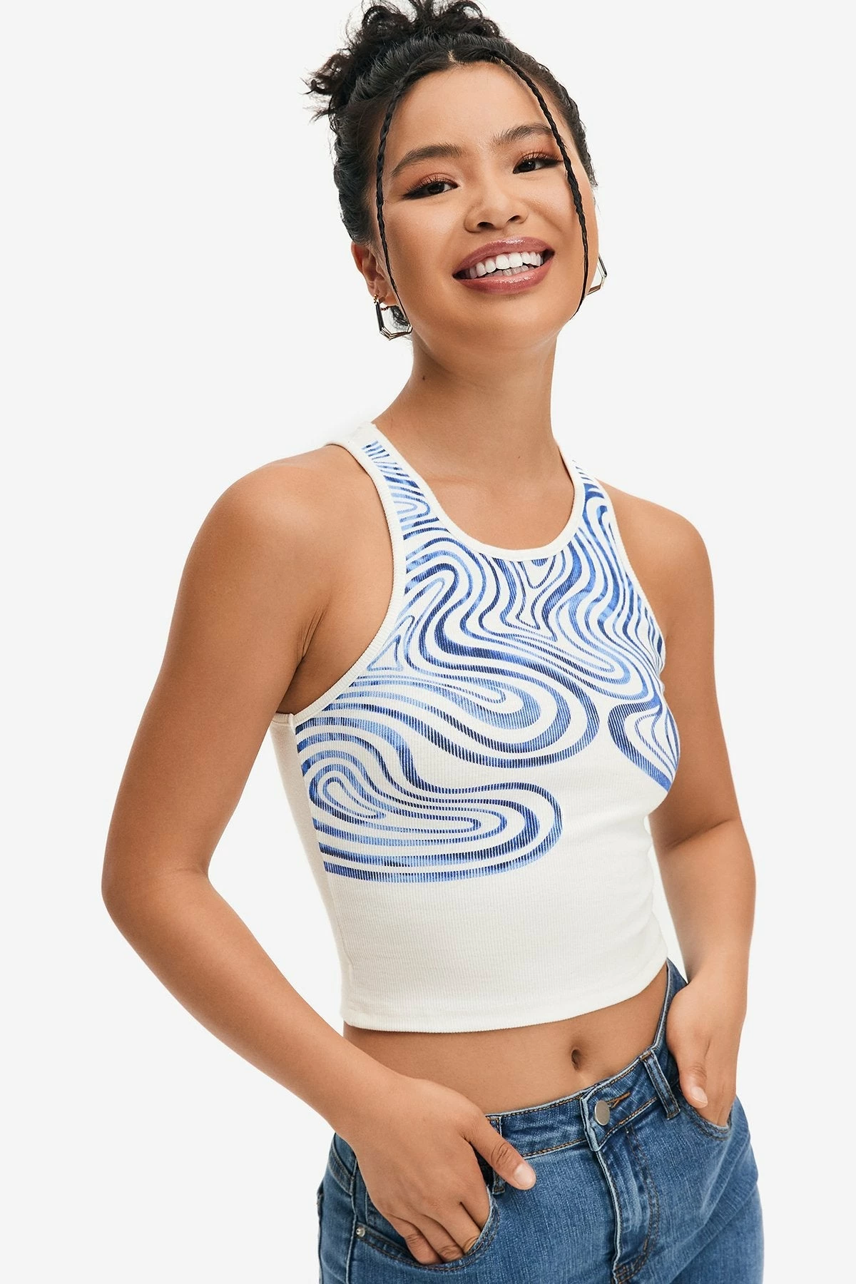 Solado Abstract Printed Ribbed Crop Top 3 Solado Abstract Printed Ribbed Crop Top