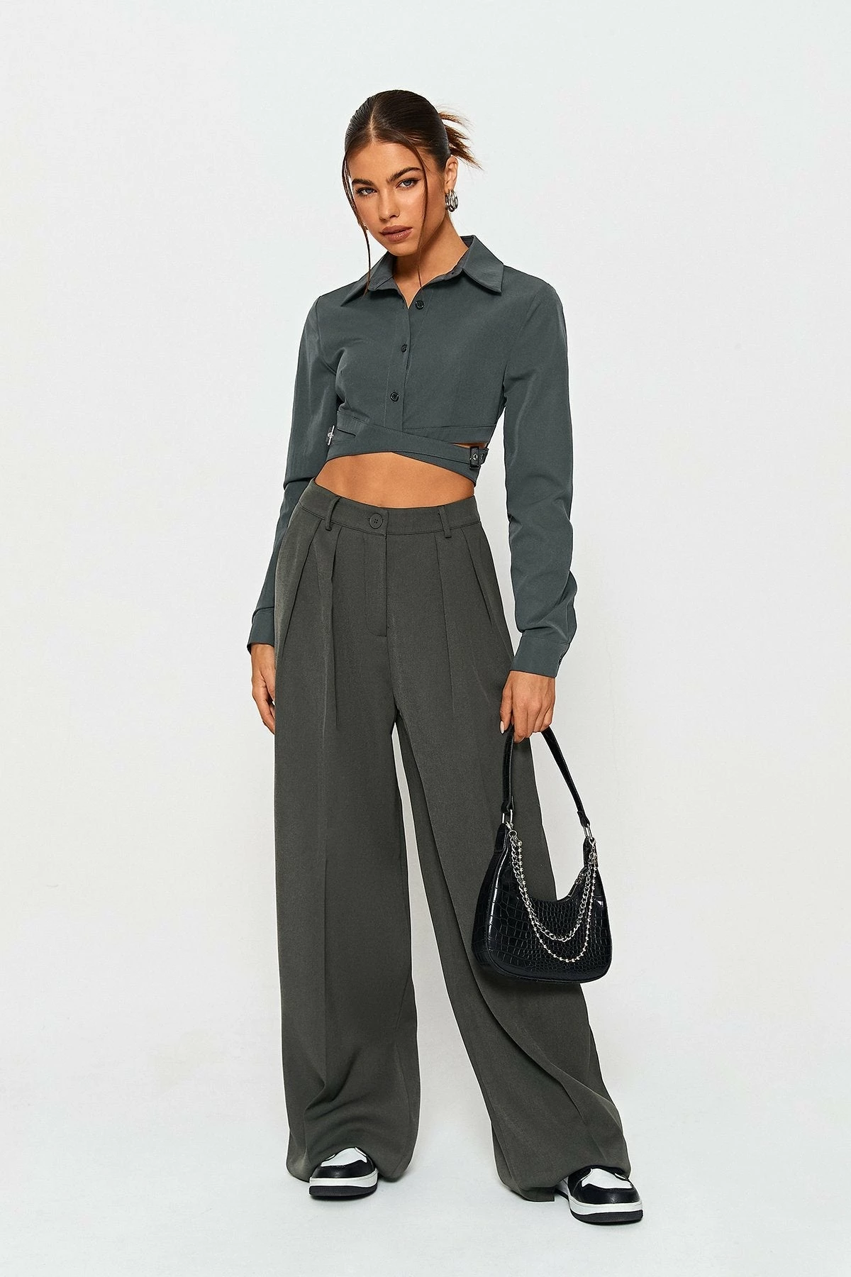 SOLADO Buckled Decor Cinched Waist Long Sleeve Shirt 5 SOLADO Buckled Decor Cinched Waist Long Sleeve Shirt - Image 3