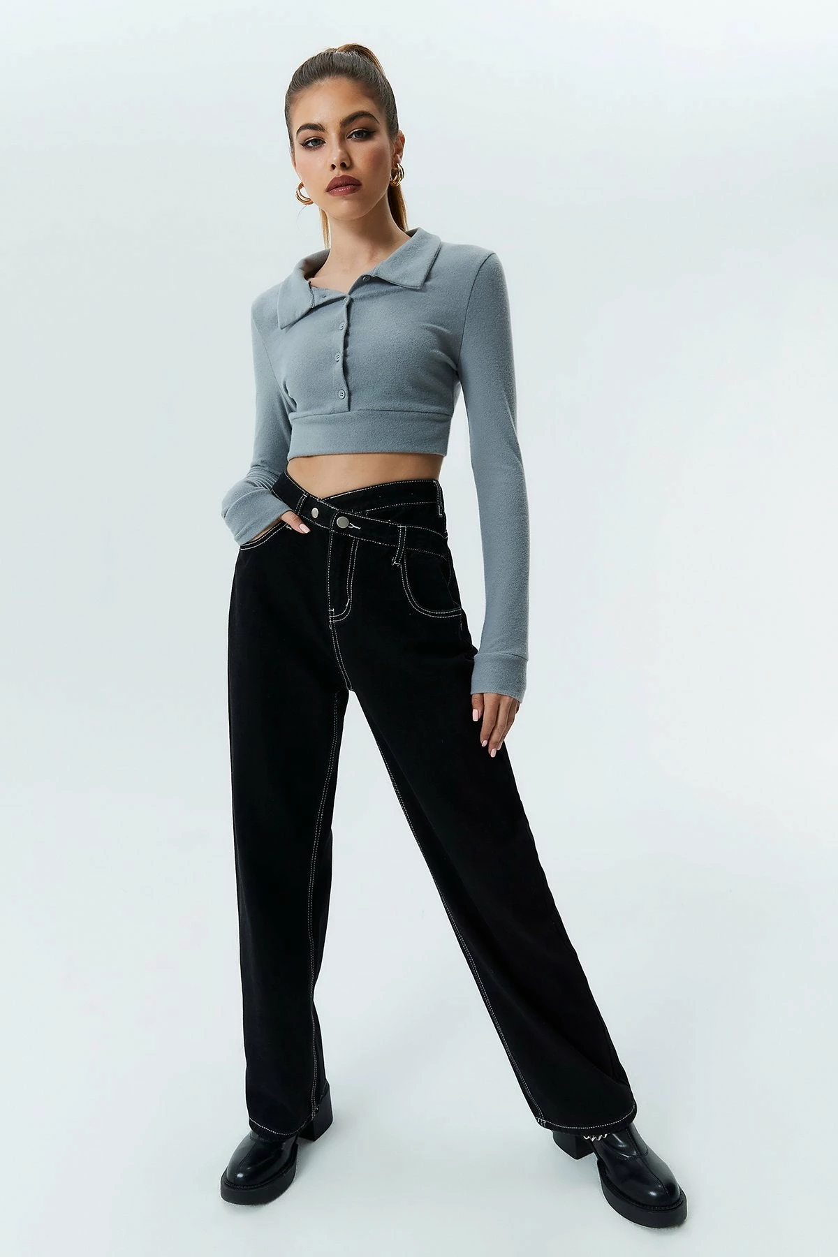 Solado Crop Button Front Long Sleeve Blouse 7 Solado Crop Button Front Long Sleeve Blouse - Image 5