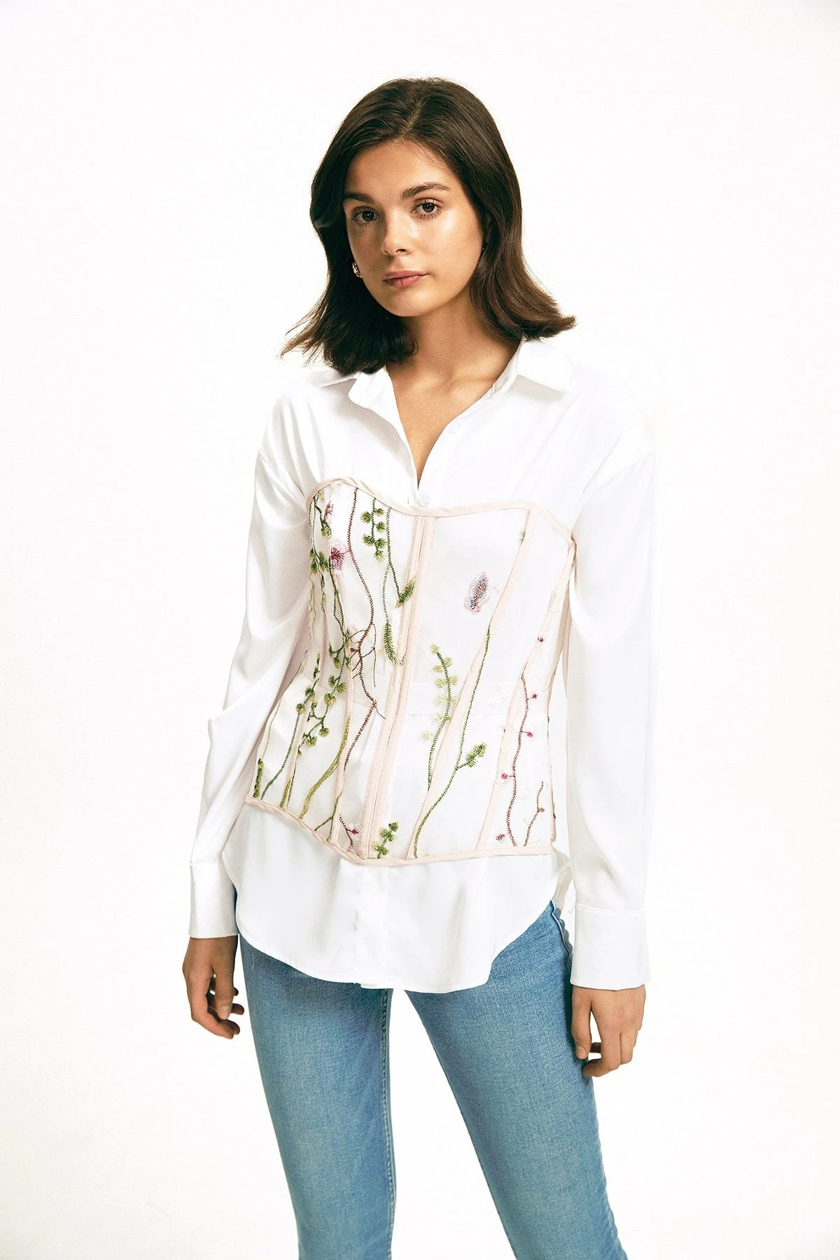 Solado Mesh Floral Embroidery Lace Up Corset Belt 5 Solado Mesh Floral Embroidery Lace Up Corset Belt - Image 3