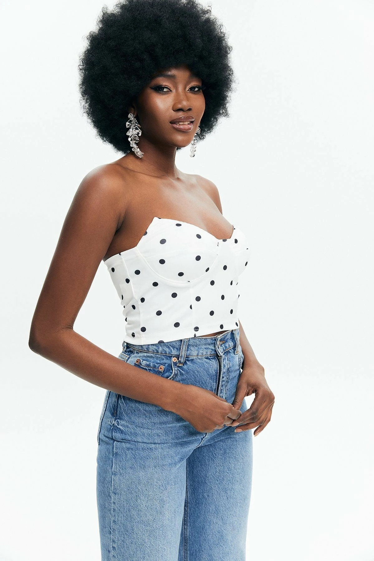 Solado Polka Dot Print Off Shoulder Tube Crop Top 5 Solado Polka Dot Print Off Shoulder Tube Crop Top - Image 3