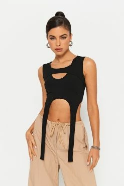SOLADO 2 In 1 Cut Out Asymmetrical Hem Tank Top