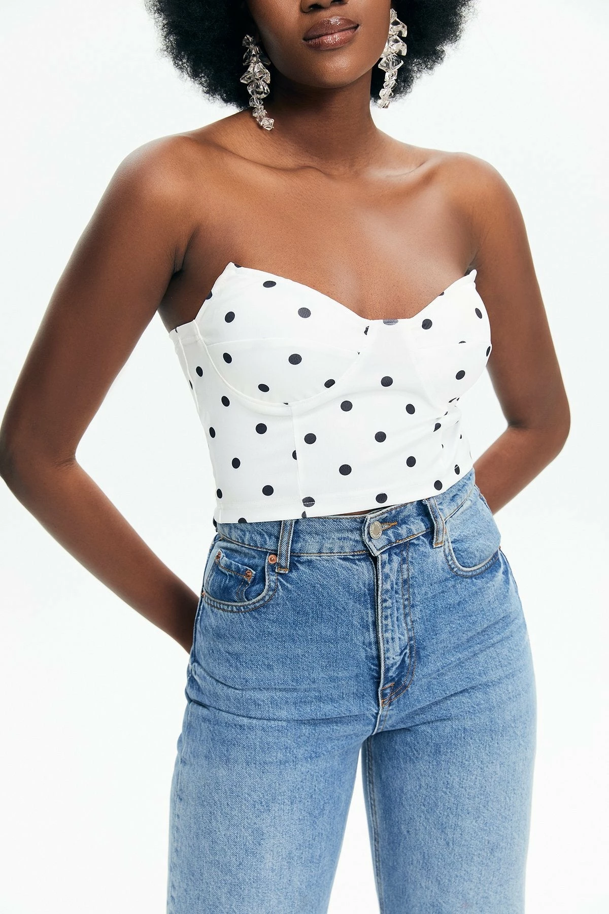 Solado Polka Dot Print Off Shoulder Tube Crop Top 7 Solado Polka Dot Print Off Shoulder Tube Crop Top - Image 5