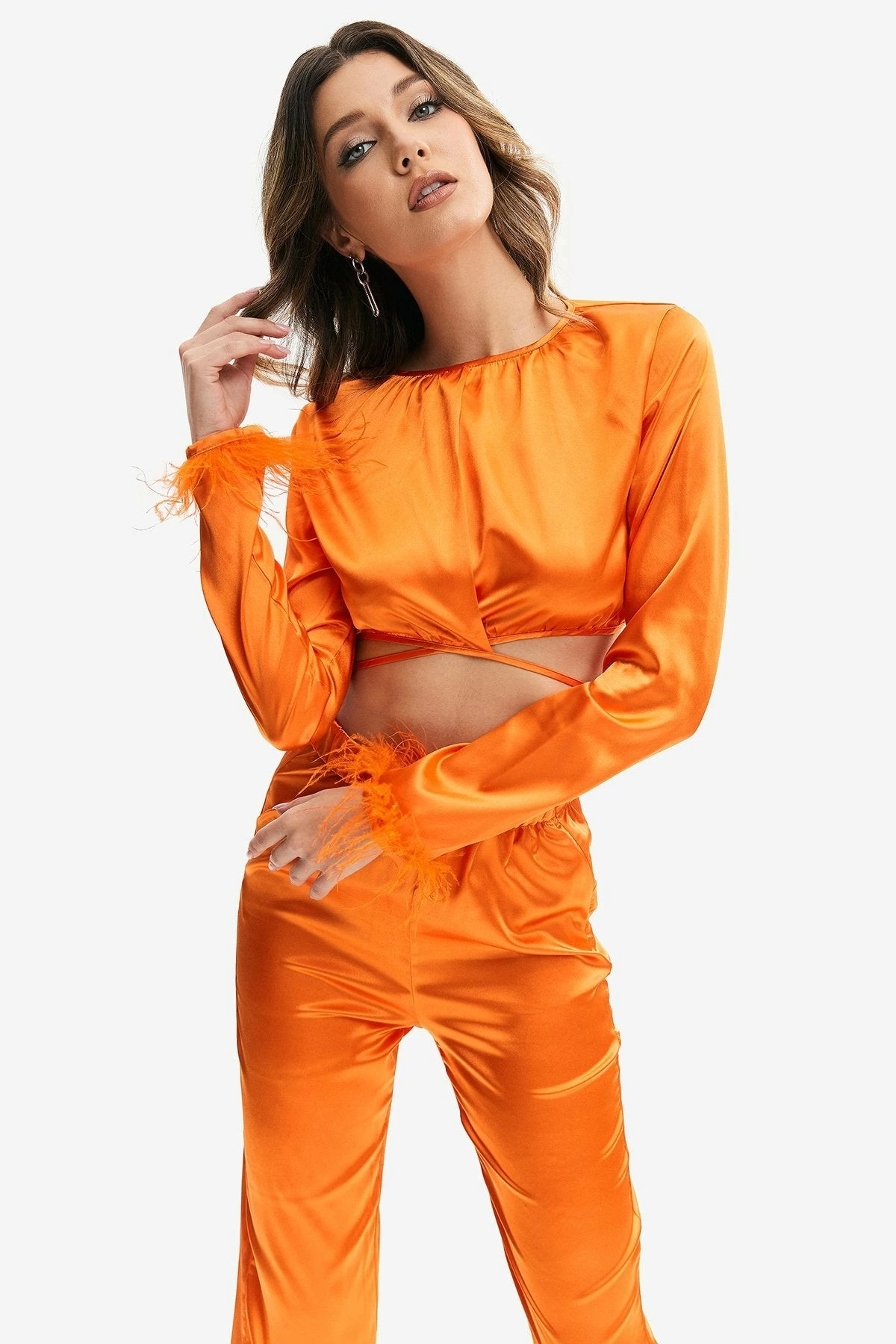 Solado Feather Cross Tie Detail Crop Top 3 Solado Feather Cross Tie Detail Crop Top