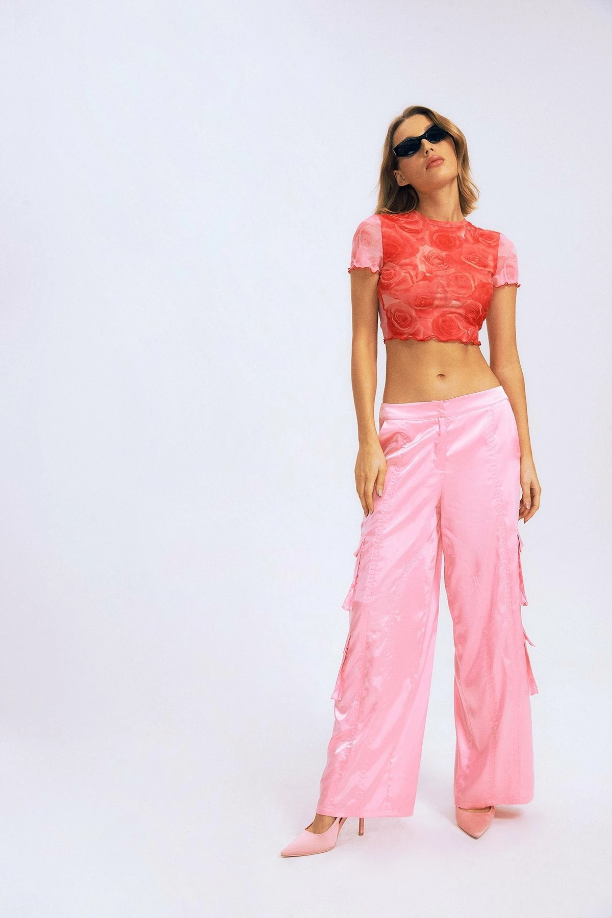 SOLADO Floral Print Lettuce Trim Colorblock Crop Top 4 SOLADO Floral Print Lettuce Trim Colorblock Crop Top - Image 2