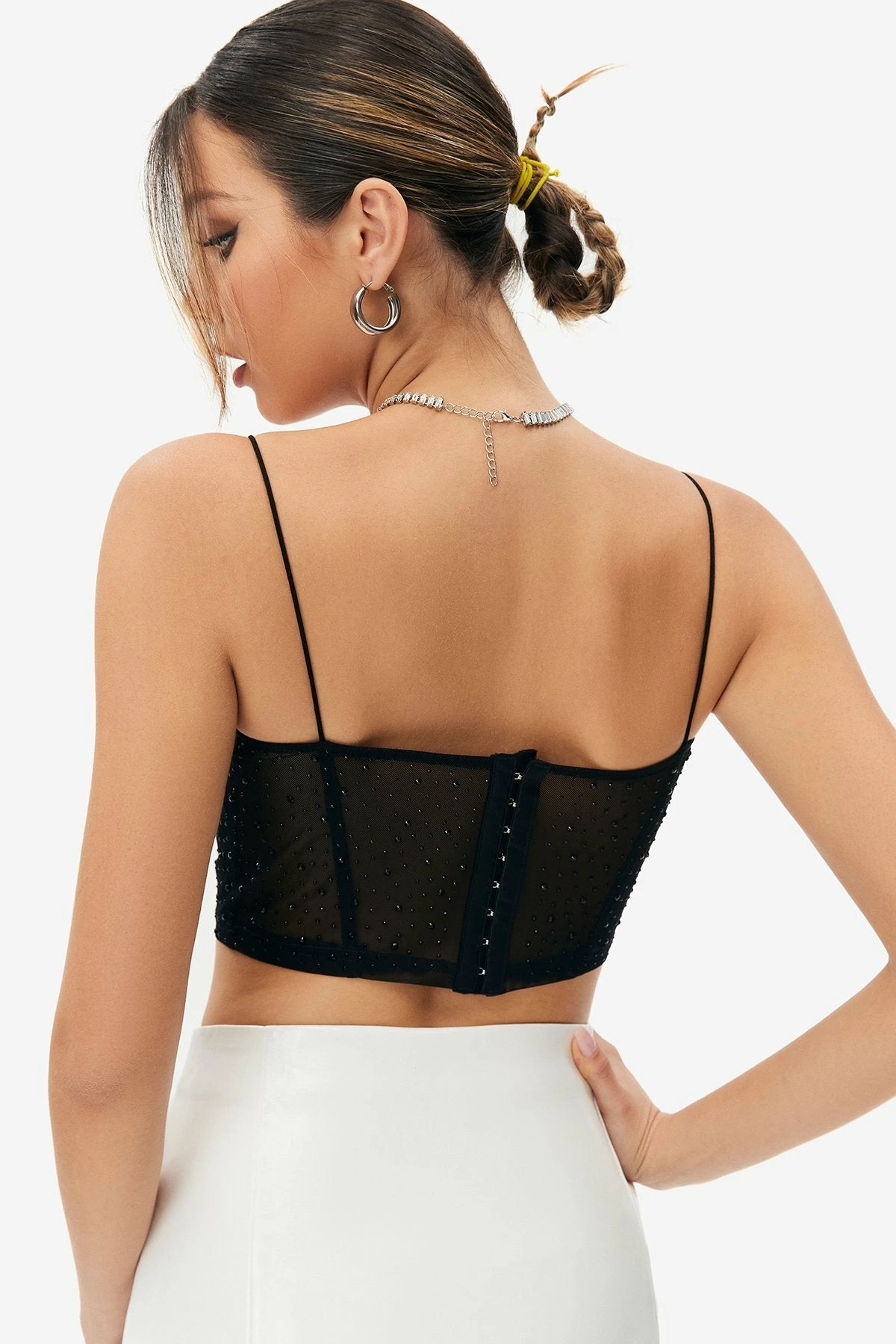 Solado Rhinestone Mesh Boning Backless Crop Top 8 Solado Rhinestone Mesh Boning Backless Crop Top - Image 6