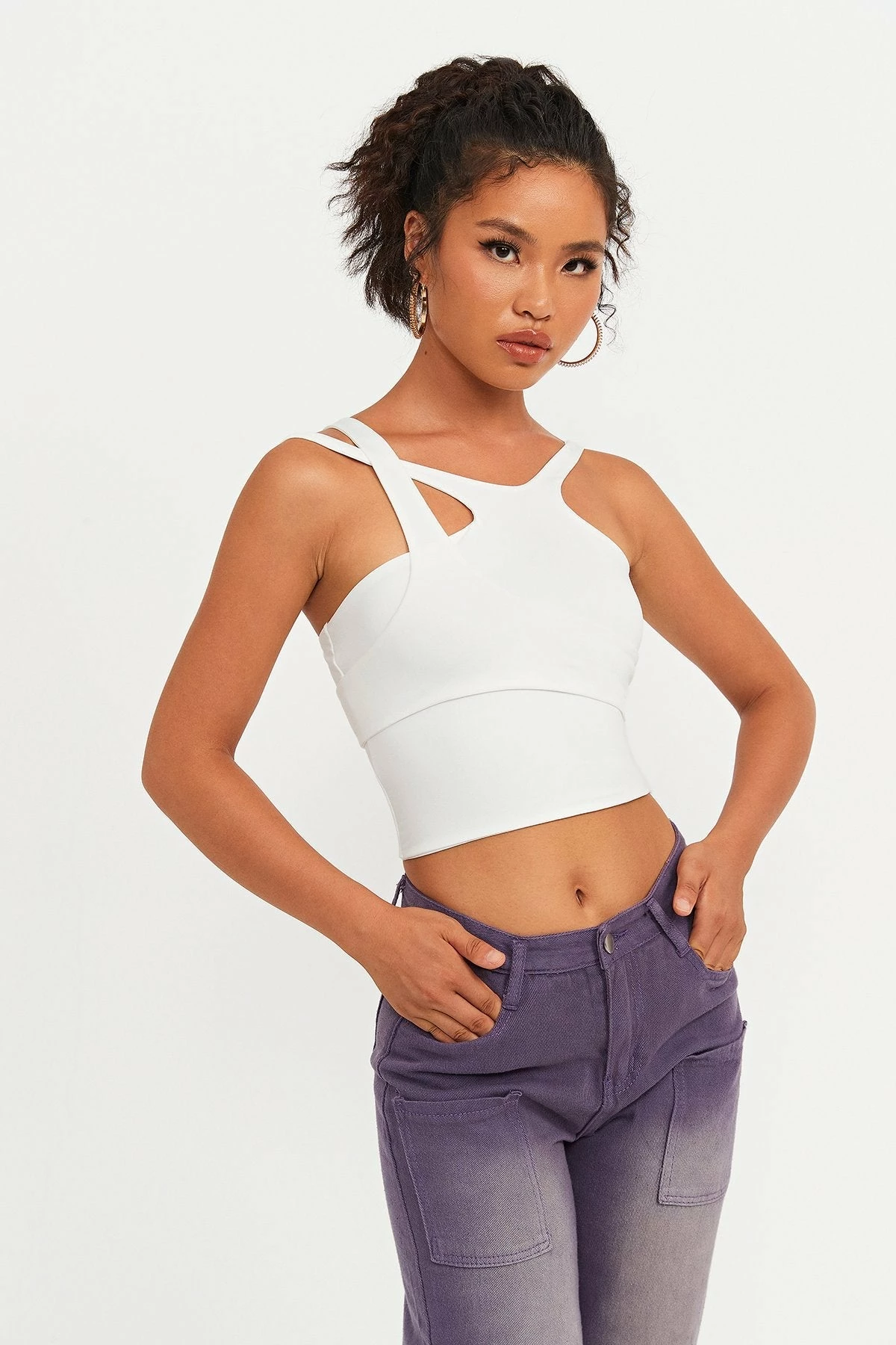 Solado Solid Asymmetrical Neck Crop Top 3 Solado Solid Asymmetrical Neck Crop Top