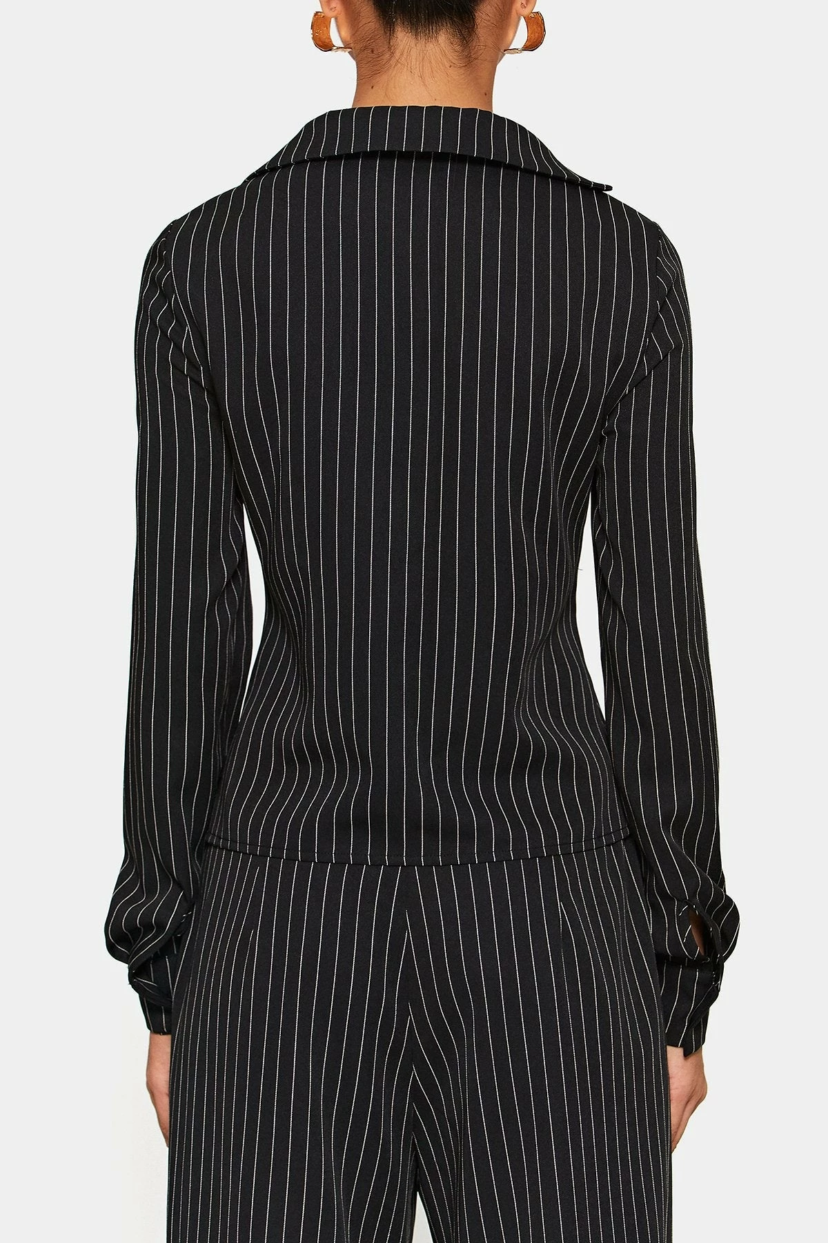 SOLADO Lapel Neck Stripe Print Lace Up Shirt Without Underwear 9 SOLADO Lapel Neck Stripe Print Lace Up Shirt Without Underwear - Image 7