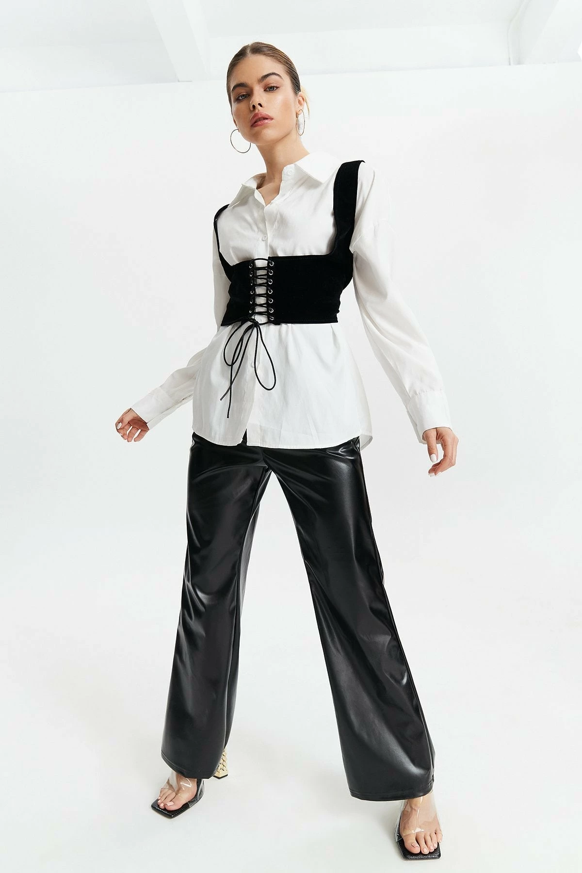 Solado Lace Up Knot Solid Corset Belt Without Blouse 7 Solado Lace Up Knot Solid Corset Belt Without Blouse - Image 5