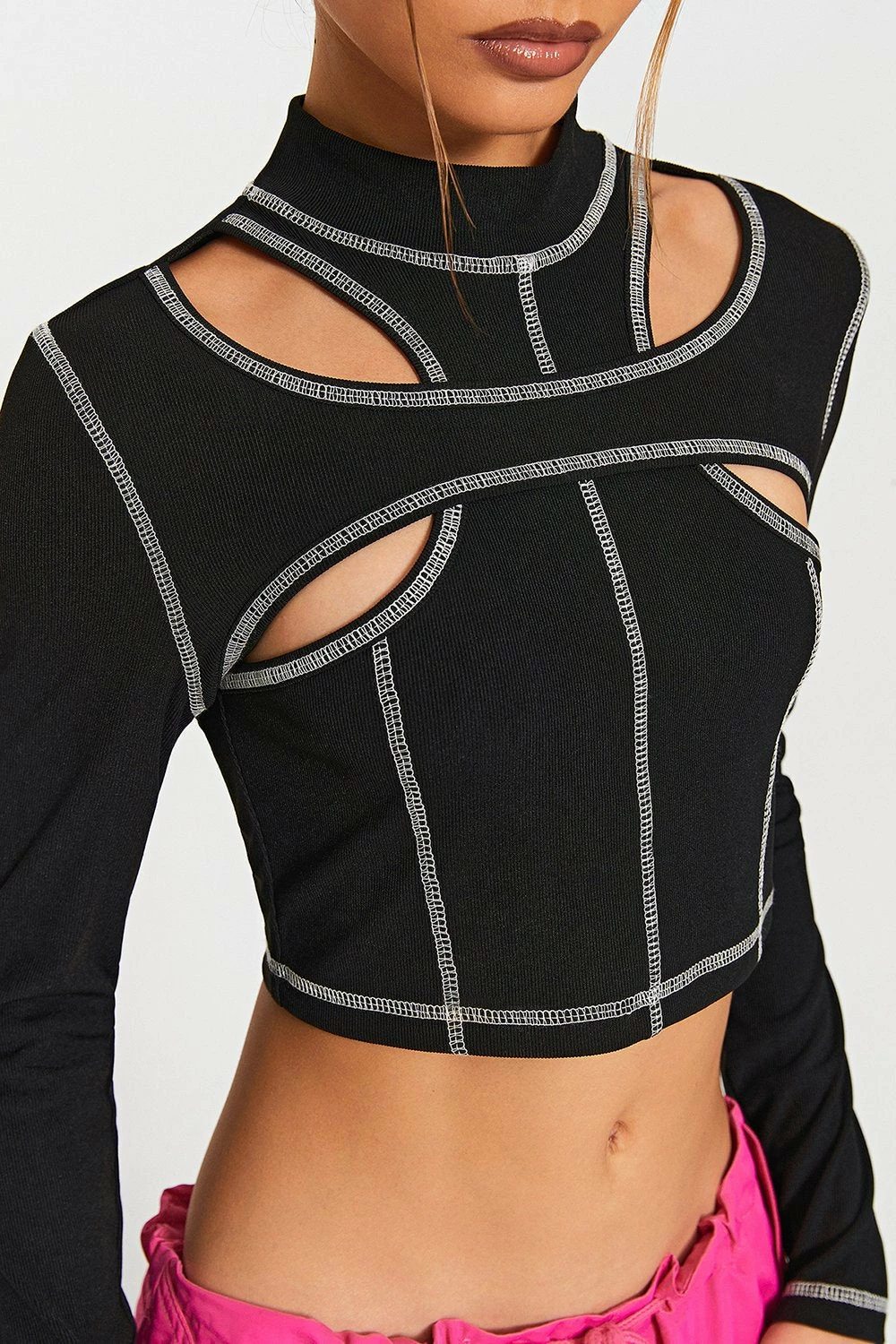 SOLADO 2 In 1 Top-stitching Cut Out Long Sleeve Top 5 SOLADO 2 In 1 Top-stitching Cut Out Long Sleeve Top - Image 3