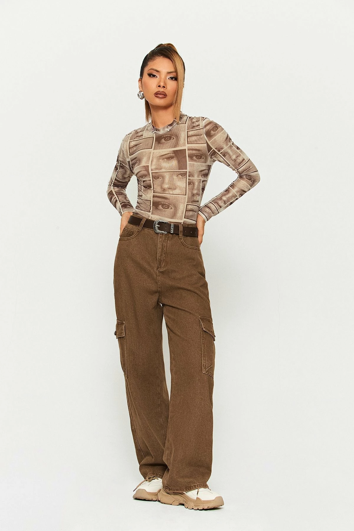 SOLADO Abstract Print Cinched Waist Long Sleeve Top 6 SOLADO Abstract Print Cinched Waist Long Sleeve Top - Image 4